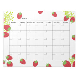 Bloco De Notas Undated Minimal Strawberry Monthly Planner 