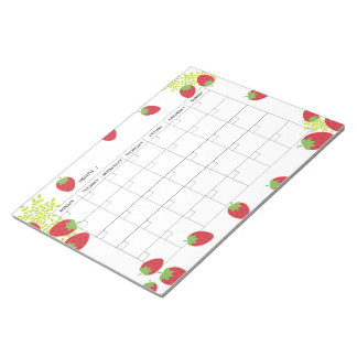 Bloco De Notas Undated Minimal Strawberry Monthly Planner 