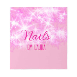 Bloco De Notas unhas brilhantes rosa pastel adicionam nome site q