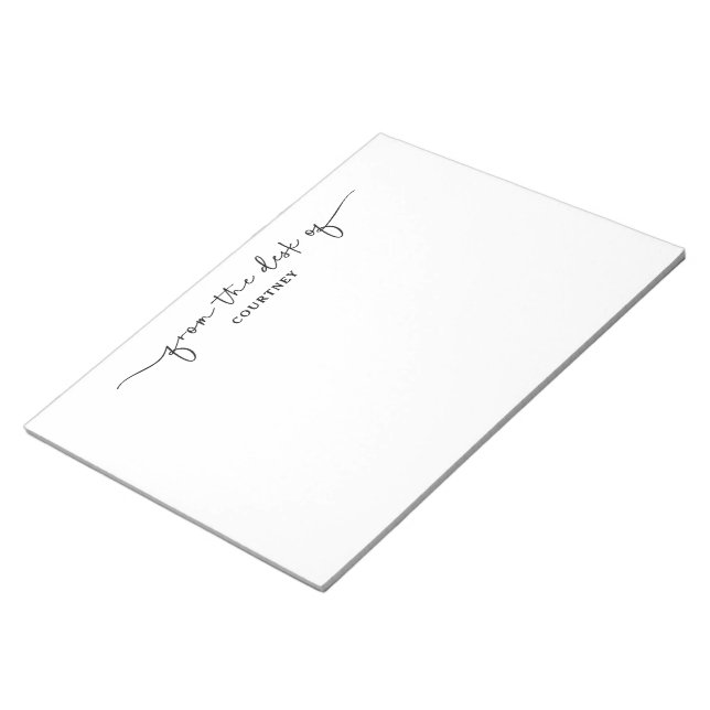 Bloco De Notas Único da mesa de Black White Script Swash  (Inclinado)
