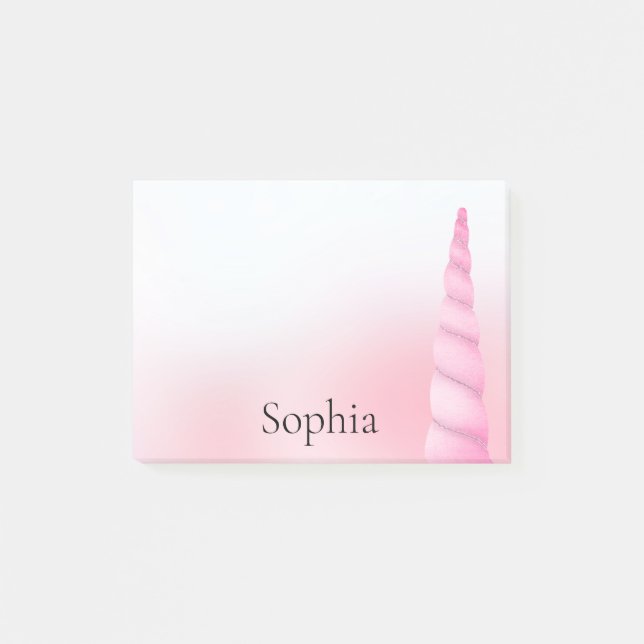 Bloco De Notas Unicórnio Branco Rosa (Frente)