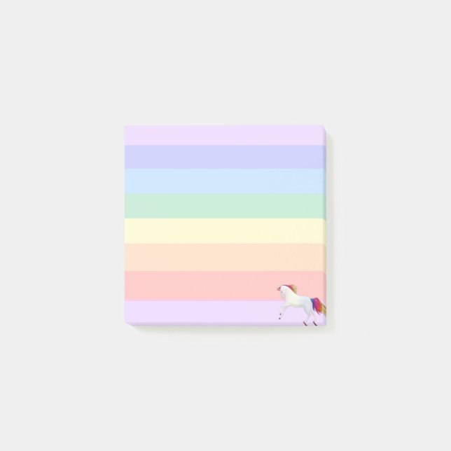Bloco De Notas Unicórnio em Pastel Rainbow Striped (Frente)