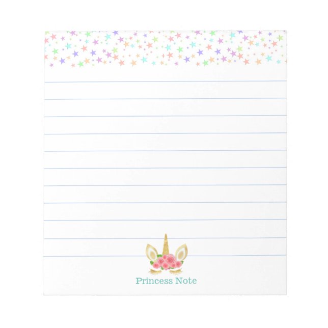 Bloco De Notas Unicórnio Mágico Fofo & Estrelas Multicoloridas Li (Frente)