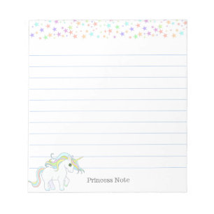 Bloco De Notas Unicórnio Mágico Fofo & Estrelas Pastel Multicolor