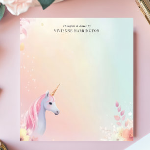 Bloco De Notas Unicórnio Pastel Aquarela Personalizado
