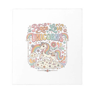 Bloco De Notas Unicórnio Paz Amor Unicórnios Adorável Design de V