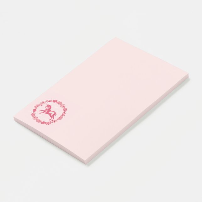 Bloco De Notas Unicórnio Rosa e Flores (Inclinado)