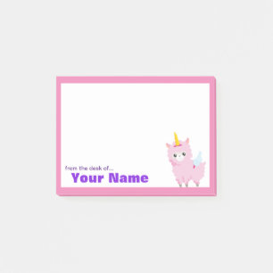 Bloco De Notas Unicórnio Rosa Personalizado