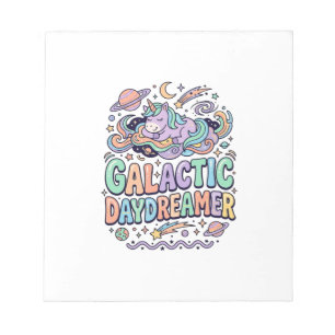Bloco De Notas Unicórnio Sonhador Galáctico Kawaii Adesivo e Cam