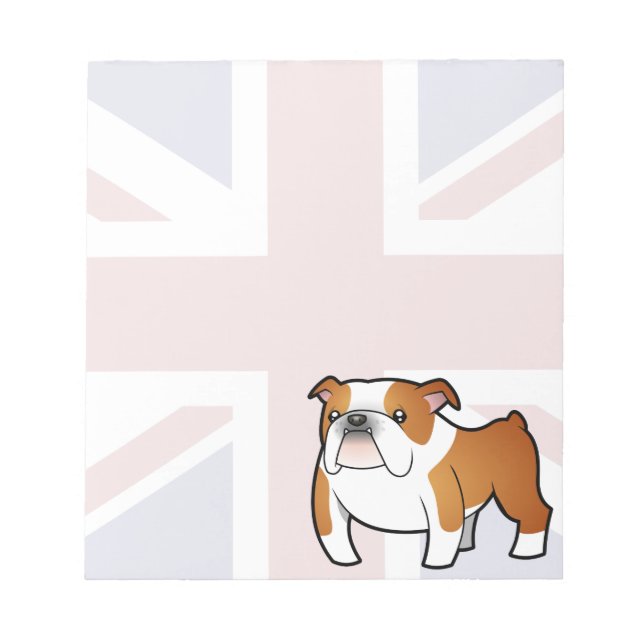 Bloco De Notas Union Jack Cartoon English Bulldog (Frente)