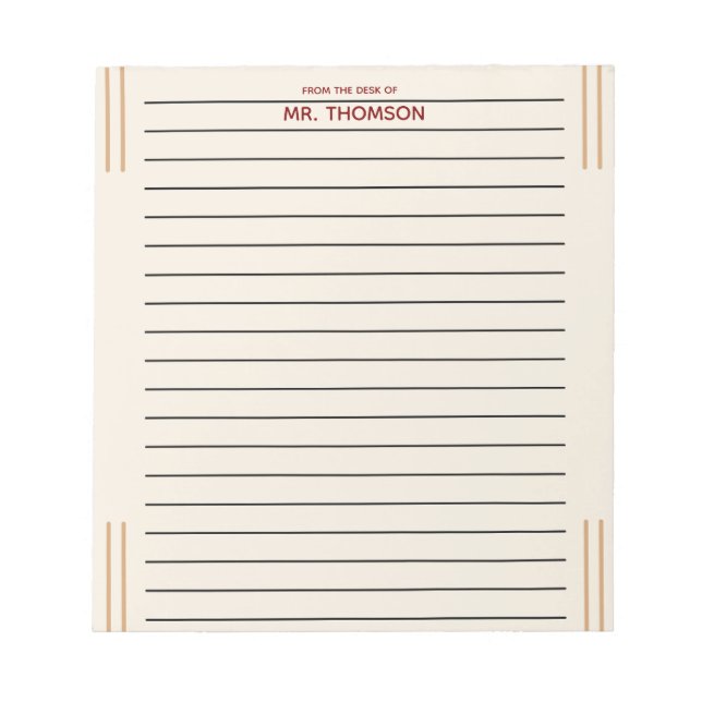 Bloco De Notas Unique Teacher Lined Paper From The Desk Of  (Frente)