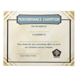 Bloco De Notas Universal employoee performance award certificates