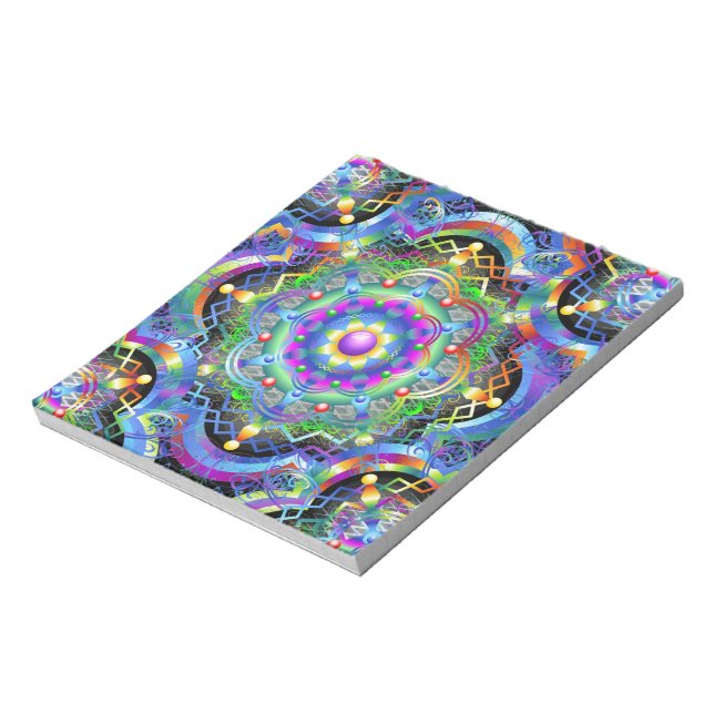 Bloco De Notas Universo Mandala Cores Psicodélicas (Invertido)