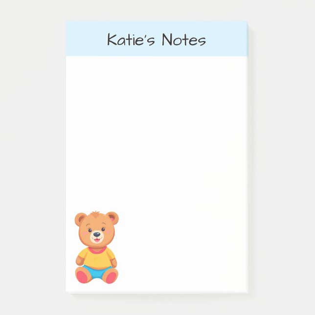 Bloco De Notas Ursa de pelúcia fofa personalizada para crianças (Frente)