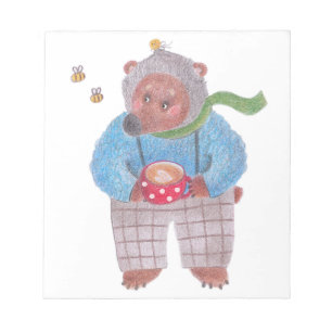 Bloco De Notas Urso, abelhas e cappuccino