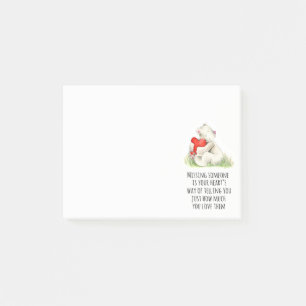 Bloco De Notas Urso abraço cardíaco mensagem de arte de aquarela