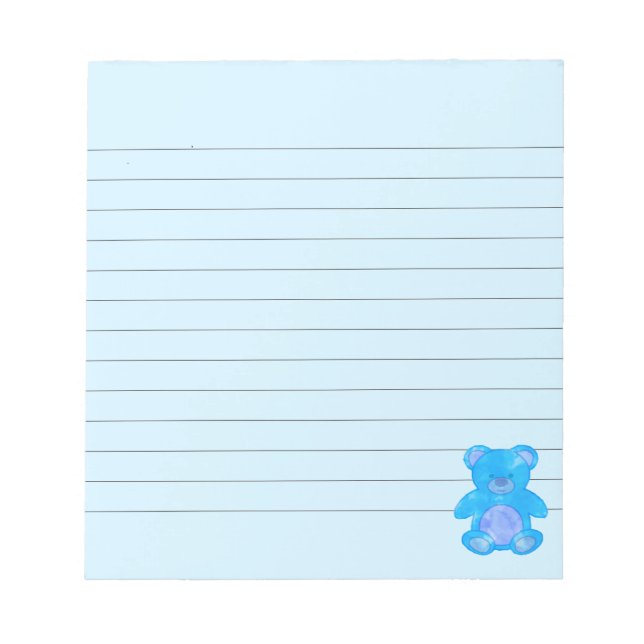 Bloco De Notas Urso Bebê Branco Em Azul Personalizado (Frente)