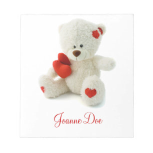 Bloco De Notas Urso Branco Bonito Fluffy com Coração