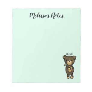 Bloco De Notas Urso de Brown bonito que guardara uma flor amarela