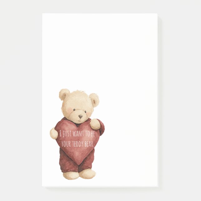 Bloco De Notas Urso de Pelúcia Coração Vermelho (Frente)