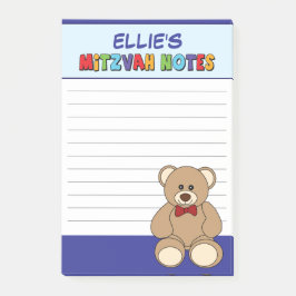 Bloco De Notas Urso de pelúcia personalizado Mitzvah - Azul