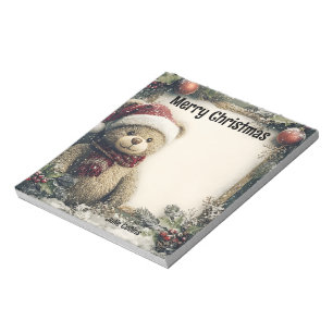 Bloco De Notas Urso de Teddy Bonito com Decoração de Natal