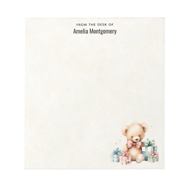 Bloco De Notas Urso de Teddy Bonito com Presentes de Natal (Frente)