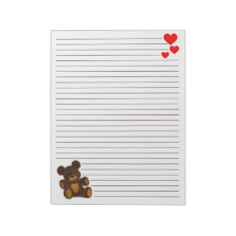 Bloco De Notas Urso de Teddy - Notepad de 11" x 8,5"