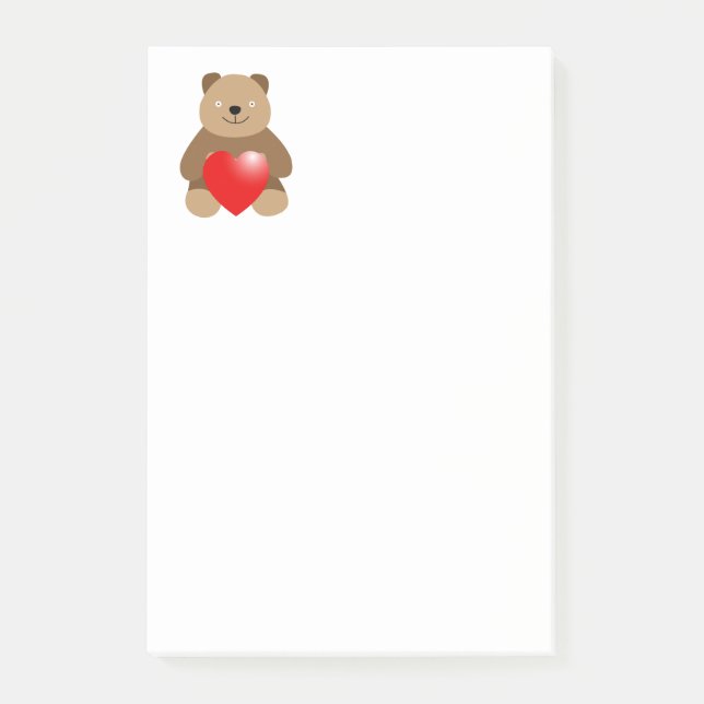 Bloco De Notas Urso engraçado com coração (Frente)