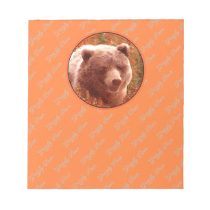 Bloco De Notas Urso Grizzly na Pintura de Arte Selvagem com Algas