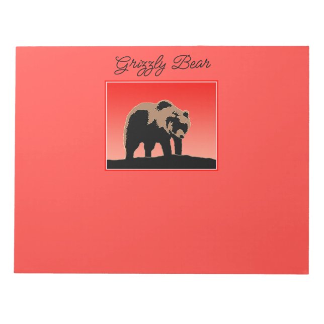 Bloco De Notas Urso Grizzly no Sunset - Arte original sobre a vid (Frente)