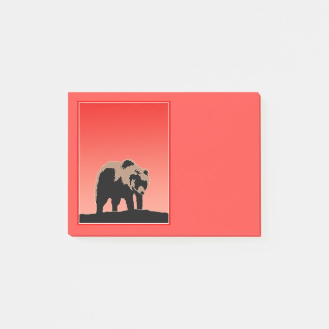 Bloco De Notas Urso Grizzly no Sunset - Arte original sobre a vid (Frente)