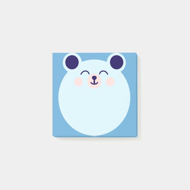 Bloco De Notas urso kawaii azul (Frente)