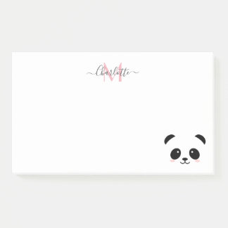 Bloco De Notas Urso Kawaii panda personalizado monograma poste nã