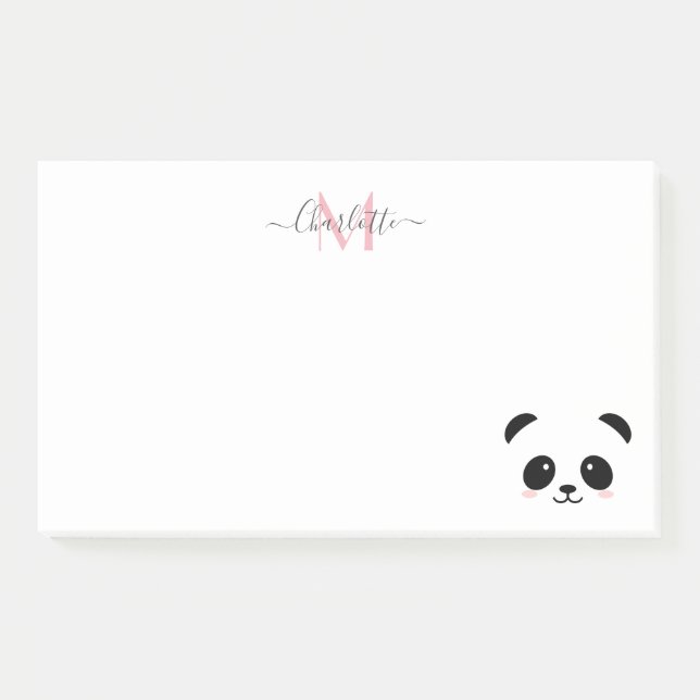 Bloco De Notas Urso Kawaii panda personalizado monograma poste nã (Frente)