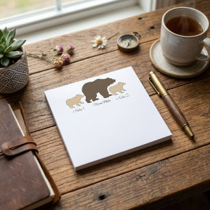 Bloco De Notas Urso Mãe Personalizado Com 2 Nomes de Filhos Prese