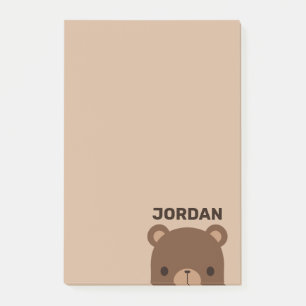 Bloco De Notas Urso Marrom Pequeno e Fofo com Nome Personalizado