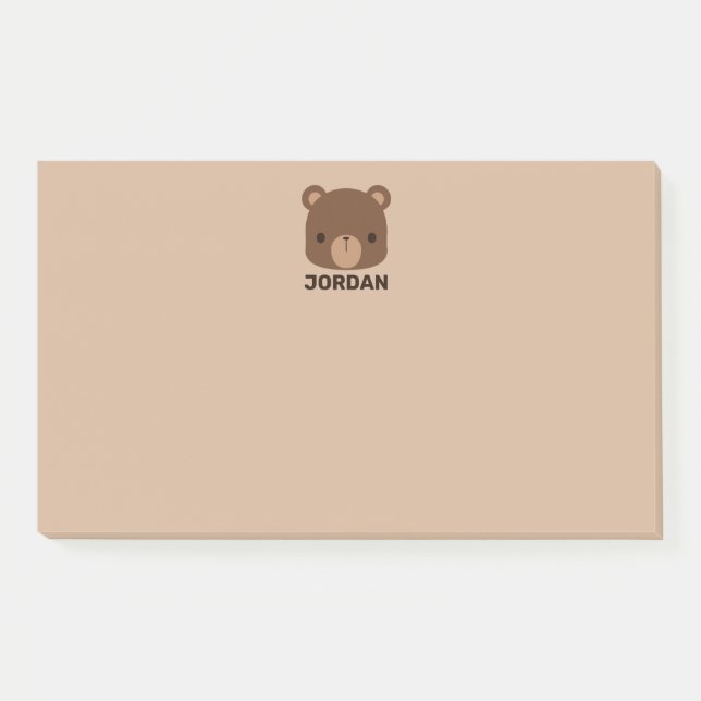 Bloco De Notas Urso Marrom Pequeno e Fofo com Nome Personalizado (Frente)