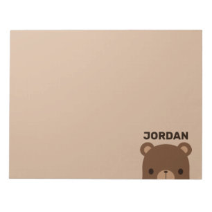 Bloco De Notas Urso Marrom Pequeno e Fofo com Nome Personalizado