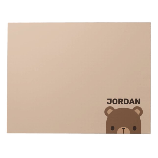 Bloco De Notas Urso Marrom Pequeno e Fofo com Nome Personalizado (Frente)