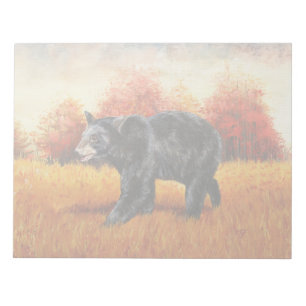 Bloco De Notas Urso Negro na Floresta do outono