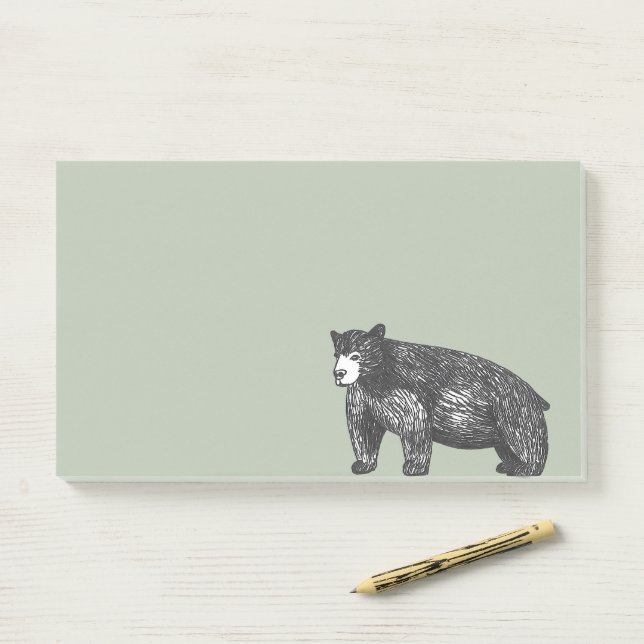Bloco De Notas Urso Negro Russo Verde Florestal (Na mesa)