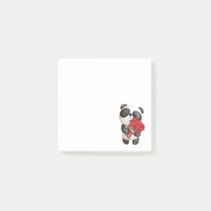 Bloco De Notas Urso Panda Bonito com Rose Bouquet