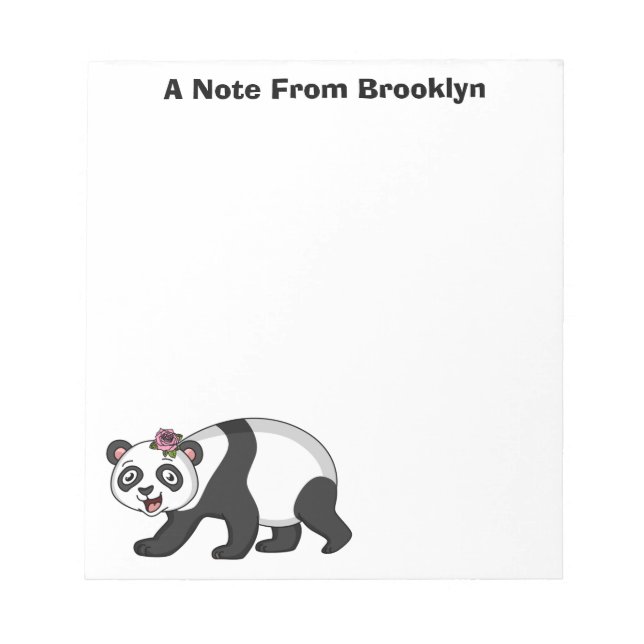 Bloco De Notas Urso panda bonito e feliz com desenho animado (Frente)