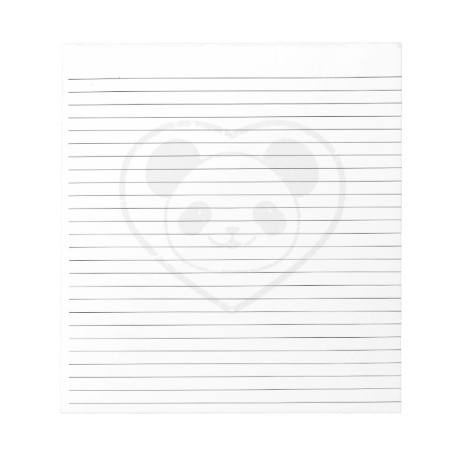 Bloco De Notas Urso Panda de Borracha e Coração Enfileirado (Frente)