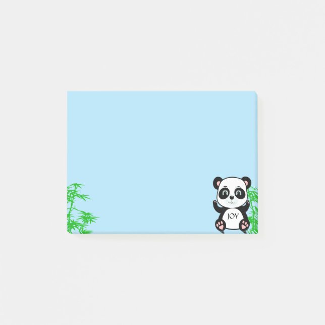 Bloco De Notas Urso Panda Fofo & Bambu em Azul Claro (Frente)