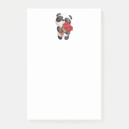 Bloco De Notas Urso Panda Fofo com Buquê de Rosas