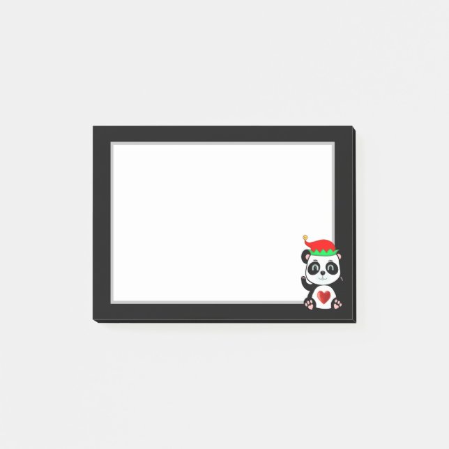 Bloco De Notas Urso Panda Fofo Elegante em Cartoon Preto e Branco (Frente)