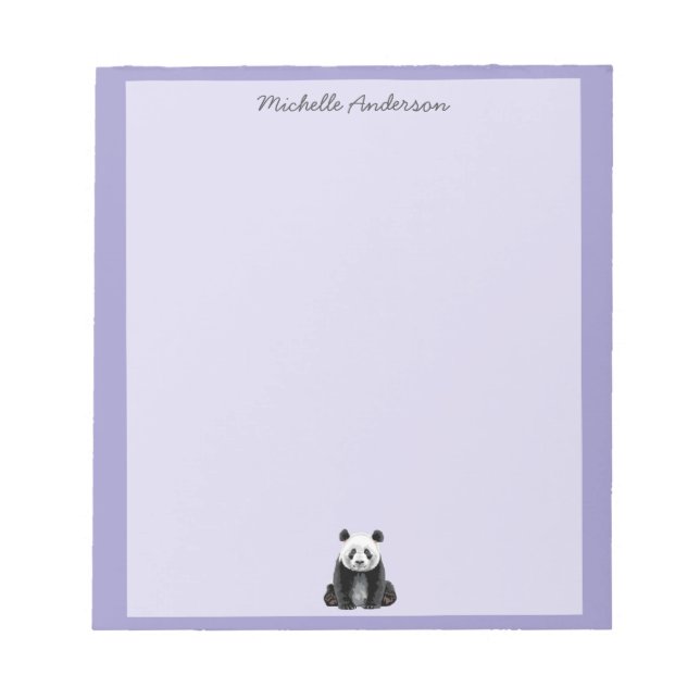 Bloco De Notas Urso Panda Fofo Moderno Personalizado Roxo         (Frente)