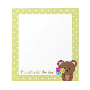 Bloco De Notas Urso Pardo Com Um Buquê De Flores